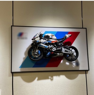 Art Wall Holder Frame 27.6x15.7 In For LEGO Technic BMW M 1000 RR 42130 Open Box