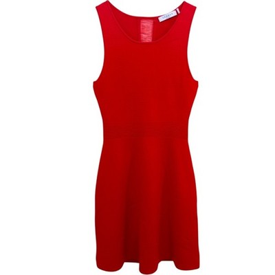 Sandro Paris Red Sleeveless Fit and Flare Knit Dress Open Back Detail Size 2