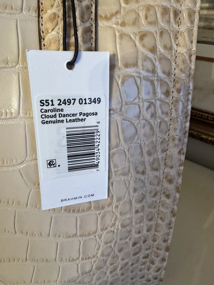 NUEVO CON ETIQUETAS BRAHMIN CAROLINE IN CLOUD DANCER PAGOSA TAMAÑO COMPLETO Beige Crema Color Marfil Foto 4 de 4