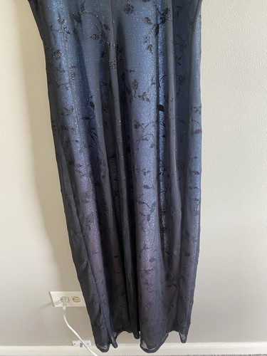 Vtg 90s Y2K Women Maxi Dress M Black Floral Mesh Lined Whimsigoth Fairy - Picture 5 of 11