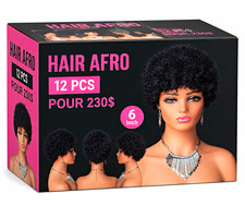 Short Curly Afro Wig  Hunan hair Pull-On Capl...
