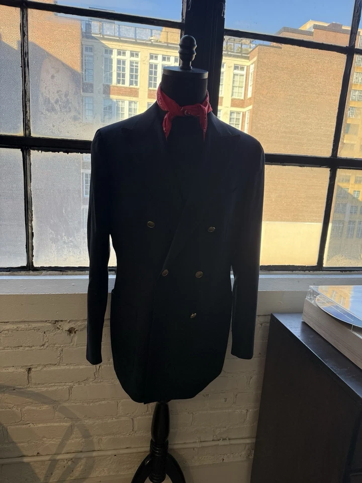 🔥 Blazer Suitsupply Doble Pecho Azul 6X2 Con Botones Dorados Etiqueta Pico Foto 2 de 4