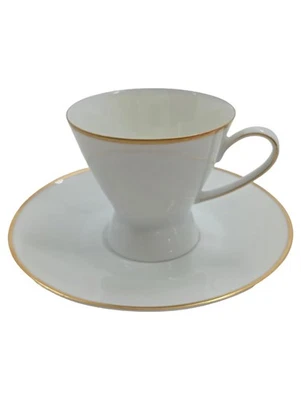 Rosenthal Tasse et soucoupe Porcelaine Blanc Bord Or - Photo 1/3