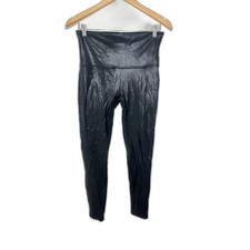 Spanx Leggings Women's XL Black Faux Leather Biker Casual Stretch Pull On Pants
