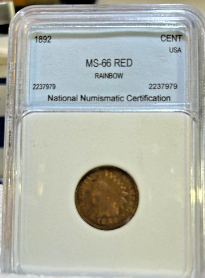 1892 Beautiful Indian Cent, Rainbow Toning, Buy the coin not the Holder!! - Image 3 of 4