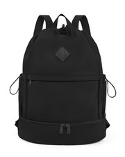 Drawstring Backpack Sports Gym Bag with Shoe Compartment and Wet Pocket Strin...