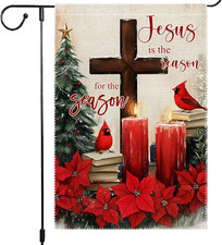 Christmas Garden Flag 12X18 Inch Double Sided Burlap Outdoor Decoration with Cro