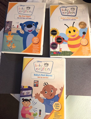 Lot of 3 Disney  BABY  EINSTEIN DVDs-Baby's First Sounds, Moves, and Signs