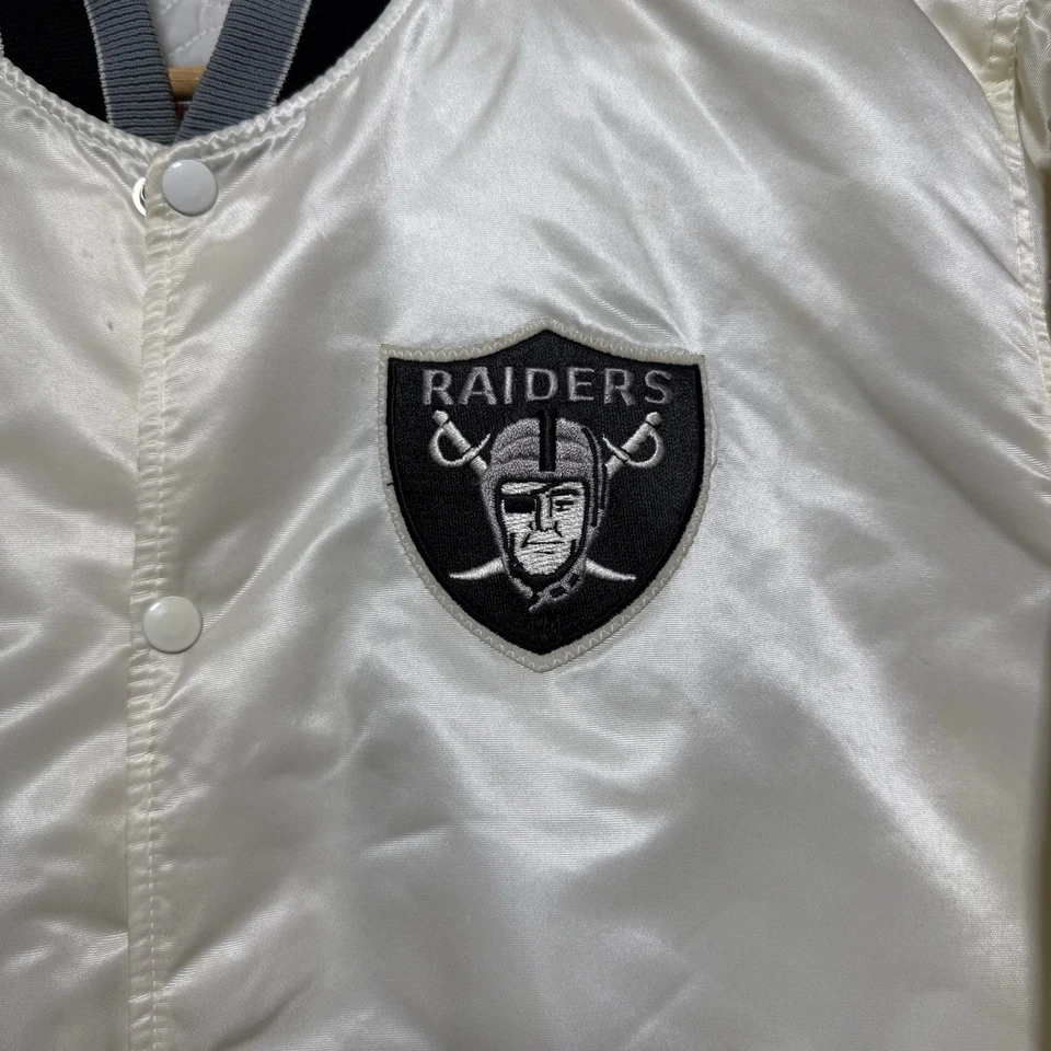 Jaqueta de cetim vintage 90S Oakland Raiders NFL Football Starter Pro Line tamanho XL - Imagem 4 de 4