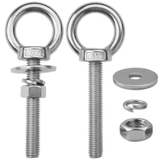 2 Pack M12 Stainless Steel Eye Bolts with Nuts, 1/2" X 4" Long Lifting Ring Eye 