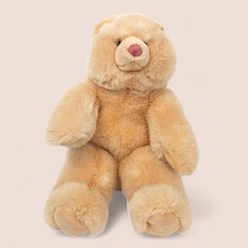 Vintage 1985 GUND Bunky Teddy Bear Pink Nose Tan Plush Stuffed Animal Korea 14"