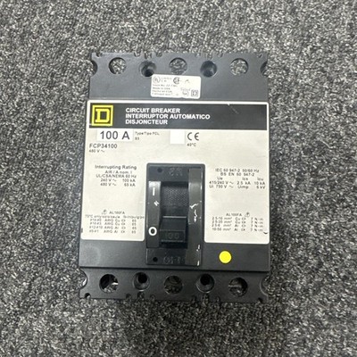SQUARE D FCP34100 3P 100 AMP 480V  CIRCUIT BREAKER  RECONDITIONED /TESTED