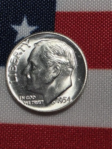 1954 P Roosevelt Dime - BU-  LUSTER - 90% Silver  "FREE SHIPPING"