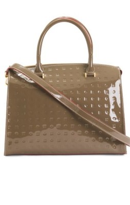Arcadia Italian Satchel Acacia Brown Patent Leather & Python Accents #1382 NWT