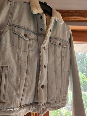 Levi Strauss & Co. Men's Sherpa Lined Trucker Jacket Blue Size S Button Front
