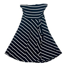 Ann Taylor Loft Women’s XS Petite - Strapless Dress Striped Black White Ruffle