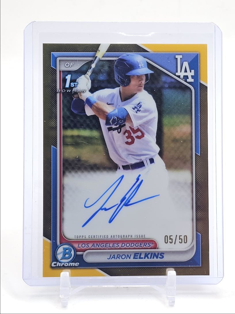 JARON ELKINS 2024 BOWMAN CHROME 1ST AUTOGRAPH GOLD REFRACTOR AUTO /50 Q2419