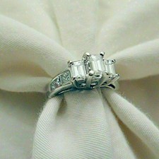 2Ct Emerald Cut Lab Created Diamond Women Engagement Ring 14K White Gold Plated