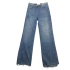 DUER Jeans Womens 26x33 Blue Medium High Rise Straight Button Fly Raw Hem Denim