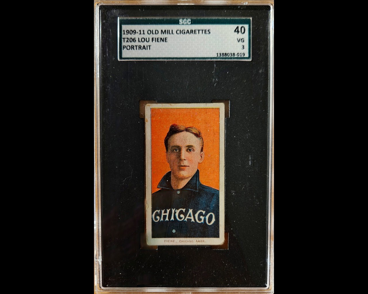 1909-1911 T206 Lou Fiene Old Mill Rare Back SGC 3 Pop 5