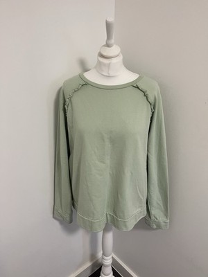 Woolovers Pullover Damen Größe L Grün Bio Baumwolle Rundhals Sweatshirt