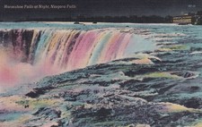 Horseshoe Falls at Night Niagara Falls New York NY Postcard C48