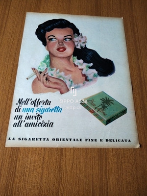 1952 TWO PALMS CIGARETTE ILLUSTRATOR VARNISH PINUP VINTAGE AD PUB