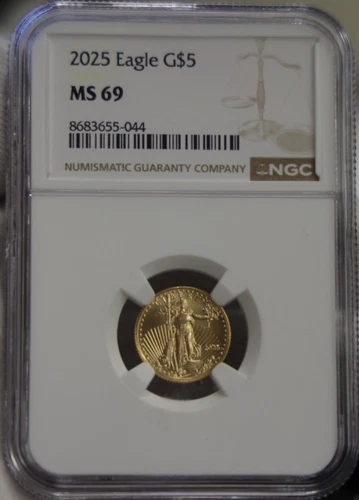 2025 US $5 Gold Eagle 1/10th NGC MS69