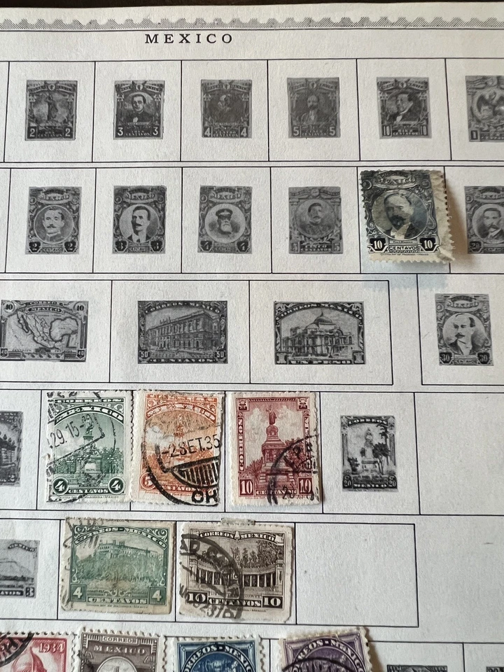 1800 - PRINCIPIOS DE 1900 SELLOS DE MÉXICO EN PÁGINA ÁLBUM ÁGUILAS, FISCAL, ARQUITECTURA Foto 4 de 4