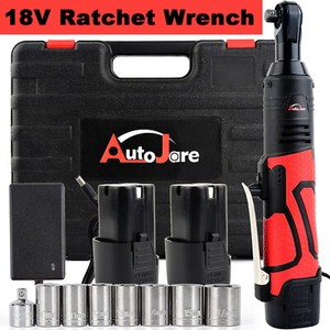 Electric Cordless Ratchet 3/8" Right Angle Wrench Impact Power Tool & 2 Battery