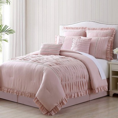 Classic Shabby Chic Mauve Purple Textured Comforter Cal King Queen