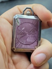 Antique Parex Guilloche Enamel Folding Flip Up Pocket Watch For Repairs Pop-Up