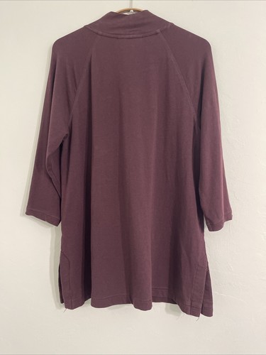 J. Jill Pure Jill Affinity French Terry Tunic Top Small P Plum V Neck 3/4 Sleeve - Picture 8 of 8