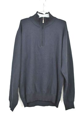 Marx & Dutch Collection Mens Long Sleeve Navy Blue Zip Front Mock Pullover XL