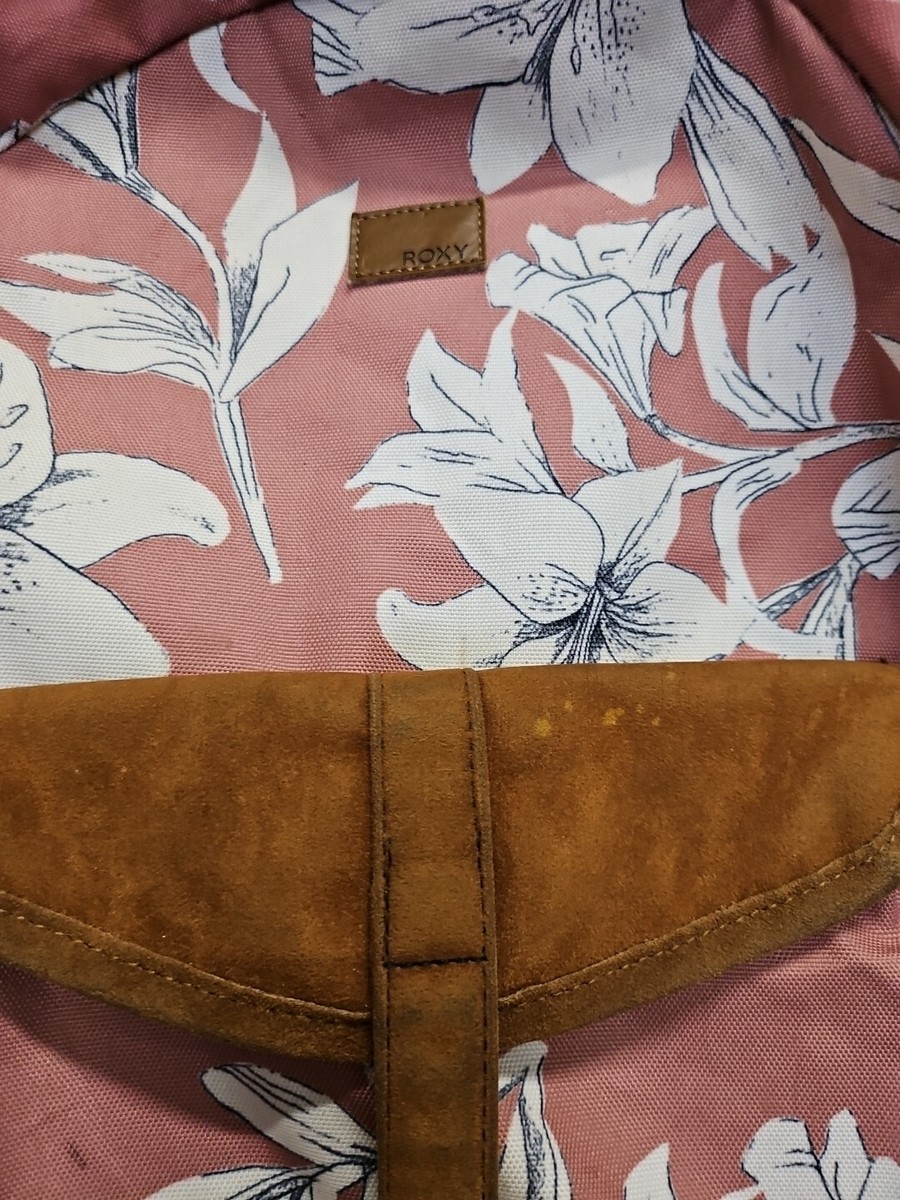 Roxy Pink Floral Back Pack W/ Brown Suede Accents | eBay