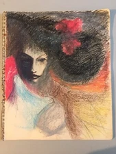 Beau Grand CARNET De Schintone DESSINs 1960 Craie Grasse Portrait Expressioniste