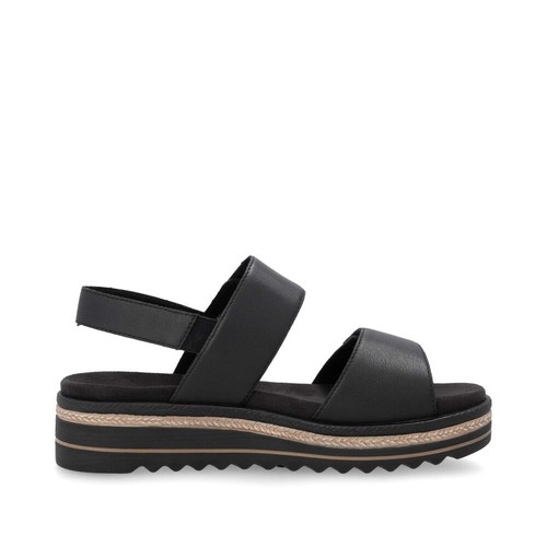Remonte Women's Sandals Shoes Leather Black D0Q59 - Picture 2 of 11