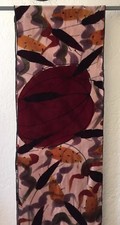 Handpainted Colorful Velvet Scarf Artist Lisa L. NYC Foliage Silk Rayon Oblong