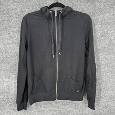 Lorna Jane Mesh Hoodie Womens Small Black Full Zip Pockets Activewear Jacket