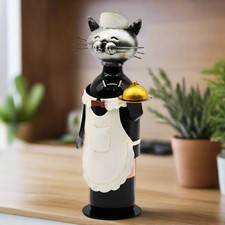 Wine Bottle Holder Nurse Chef or Waitress Metal Cat Novelty Rack Ornament Gift