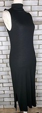 A New Day Women's Sleeveless Ribbed Midi Side Slits Shift Dress Size XS Black