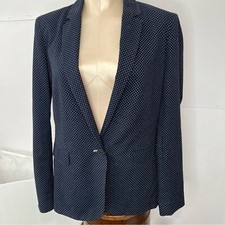 Jigsaw Womens Blazer Size 10 Navy Blue Polka Dot.