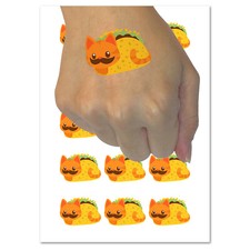 Taco Cat with Moustache Temporary Tattoo Water Resistant Fake Body Art Set