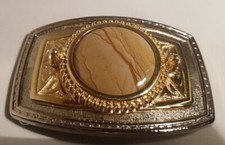 Metal Goldtone Belt Buckle Polished Stone