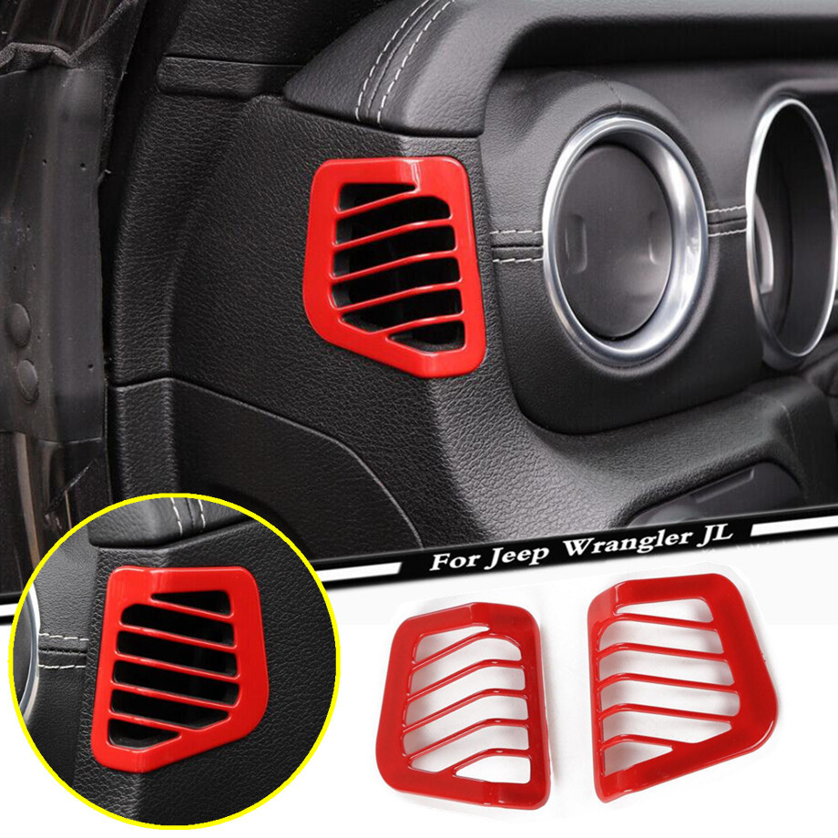 For 18-2023 Jeep Wrangler JL ABS Red Dash Side AC Air Vent Outlet Cover  Trim 2P