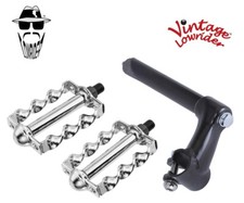 Vintage Lowrider Stem Classic 21.1 Black Pedals Flat Twisted 1/2" Chrome