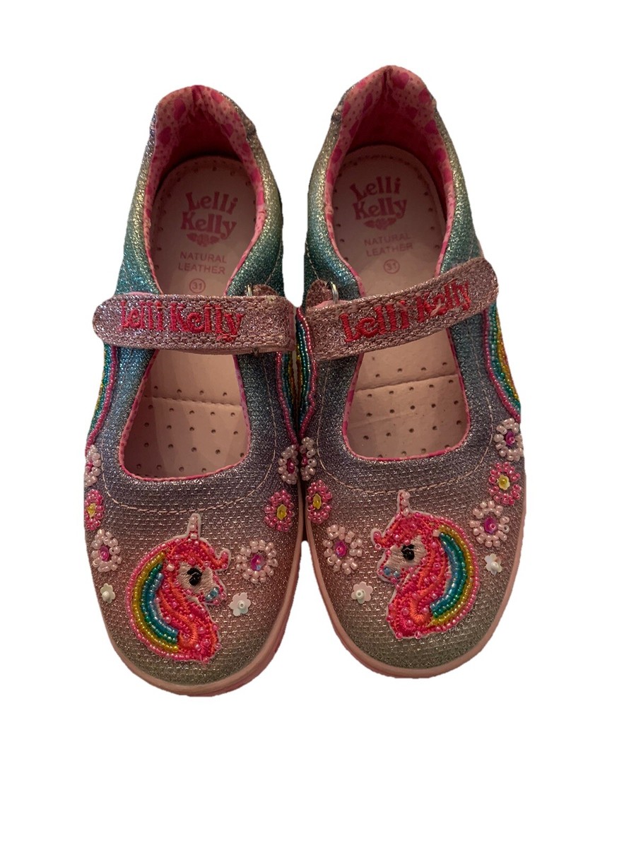 Lelli Kelly Mary Jane Little Girls Fashion Glitter Shoes Size 31 Pink  Multicolo