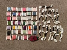 Lot Of Of 55 Floss Threads for Needlepoint, Hand Embroidery, Etc.  Needle Book