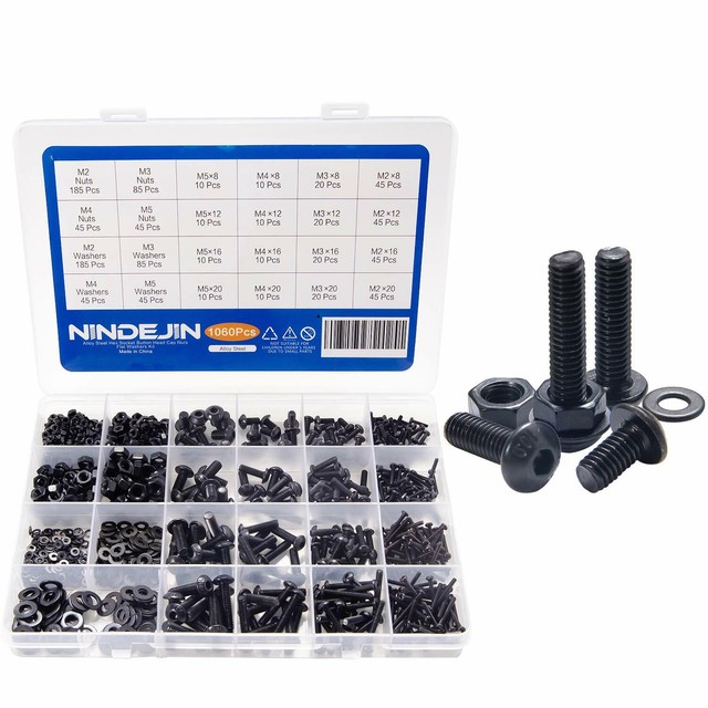 Metric Screw Bolt with Washers and Nuts Assortment Kit 1060 Piece Hex Socket M2 eBay