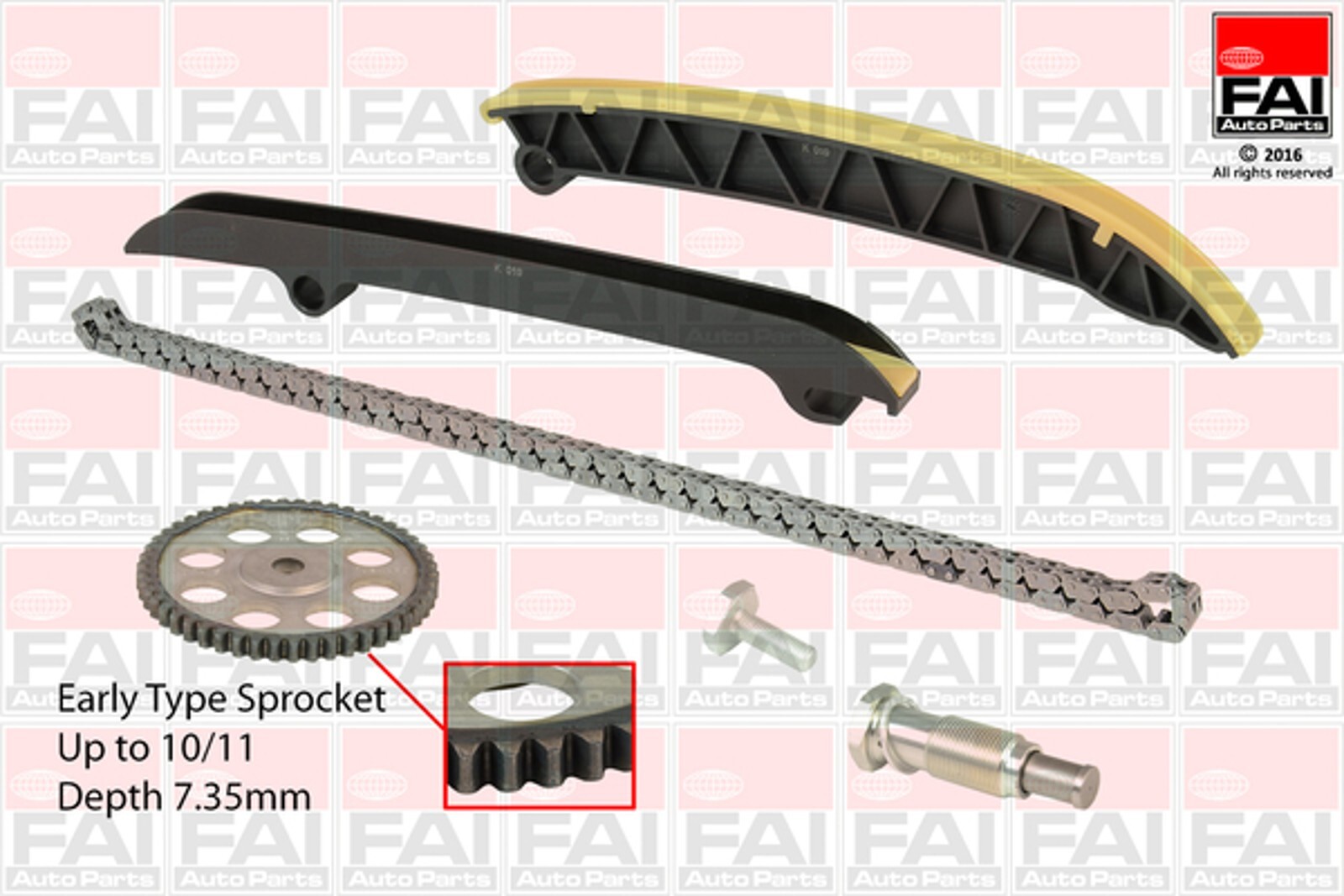 Kit chaîne de distribution VW 1.2 TSi 2009 à 2015 pignon épaisseur 7.35